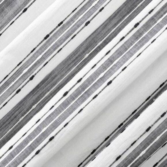 Archaeo - 84"x52" Slub Texture Stripe Cotton Light Filtering Black/White - Picture 2 of 4